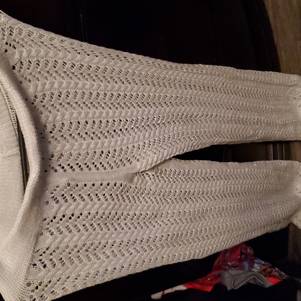 White, crochet style swim cover up pants OS